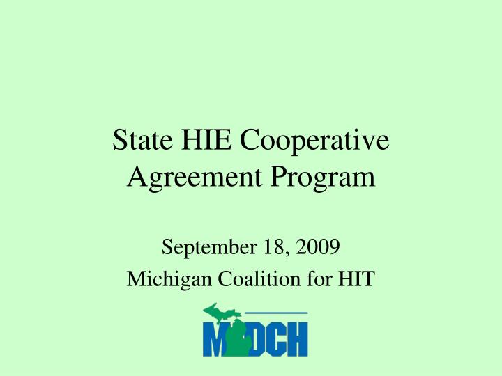 state hie cooperative agreement program