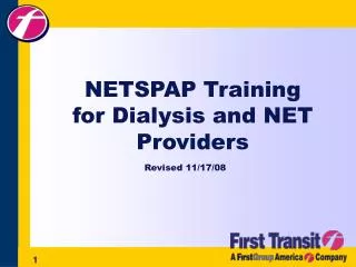 NETSPAP Training for Dialysis and NET Providers