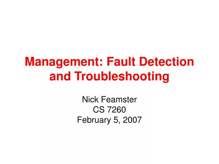 management fault detection and troubleshooting