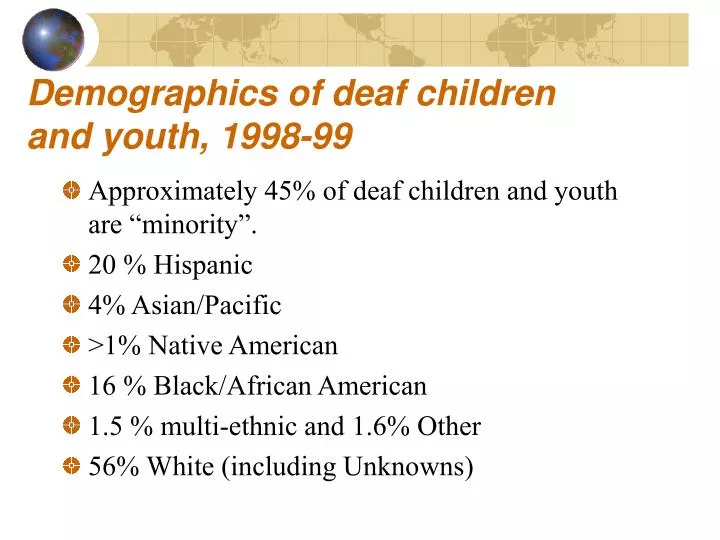 demographics of deaf children and youth 1998 99