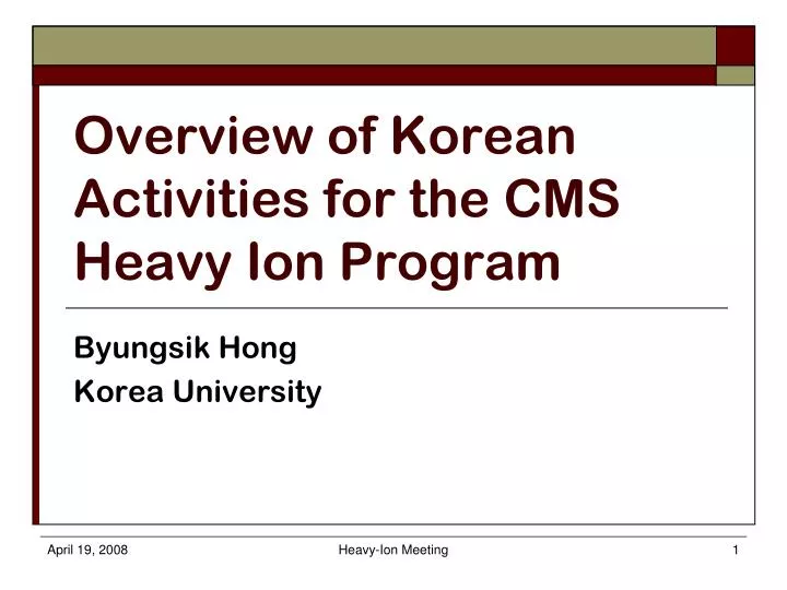 overview of korean activities for the cms heavy ion program