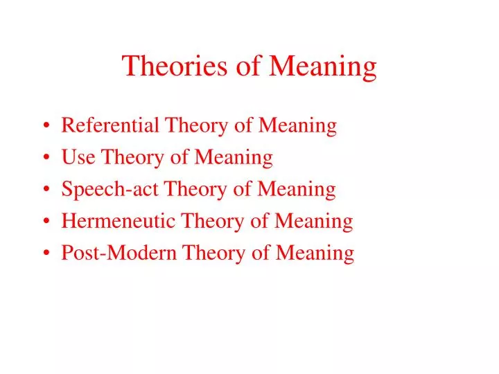 theories of meaning