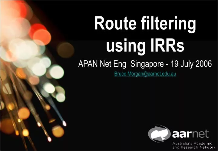 route filtering using irrs