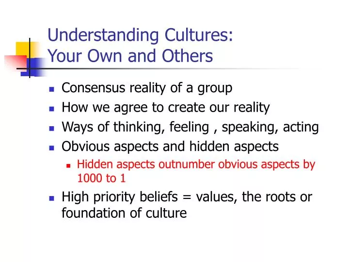 understanding cultures your own and others