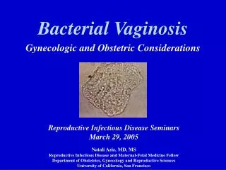 Bacterial Vaginosis Gynecologic and Obstetric Considerations