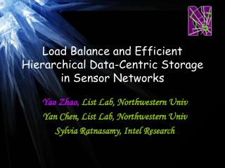 Load Balance and Efficient Hierarchical Data-Centric Storage in Sensor Networks