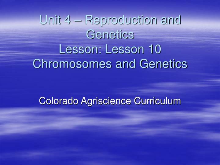 unit 4 reproduction and genetics lesson lesson 10 chromosomes and genetics