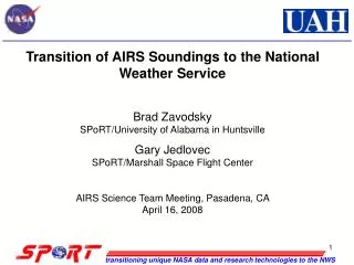 Transition of AIRS Soundings to the National Weather Service
