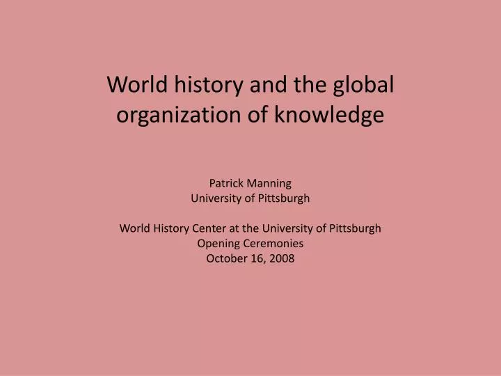 world history and the global organization of knowledge