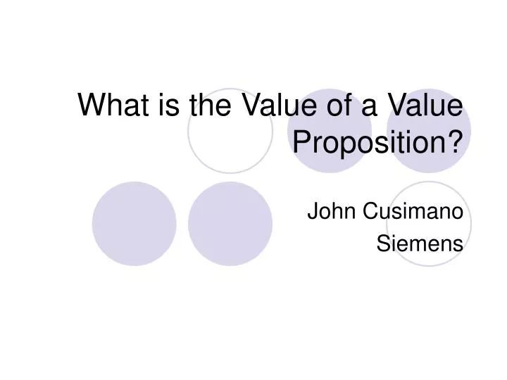 what is the value of a value proposition