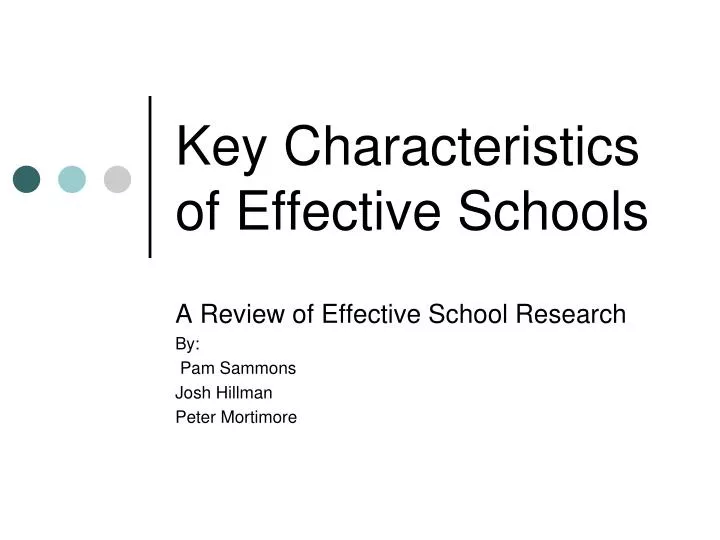 key characteristics of effective schools