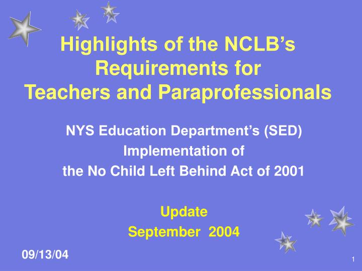 highlights of the nclb s requirements for teachers and paraprofessionals