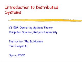 Introduction to Distributed Systems