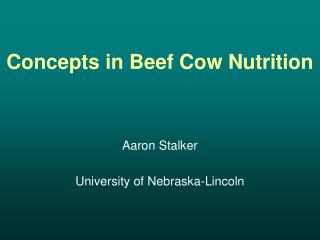 Concepts in Beef Cow Nutrition