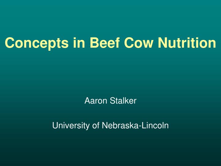 concepts in beef cow nutrition