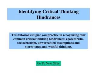 Identifying Critical Thinking Hindrances
