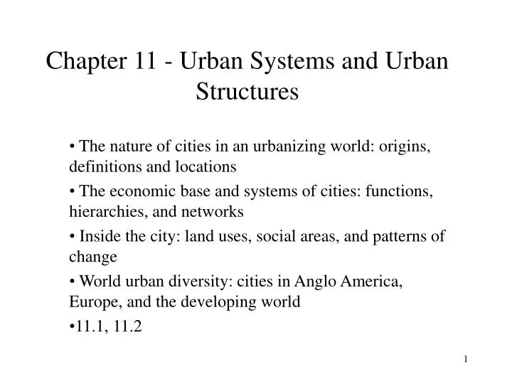 chapter 11 urban systems and urban structures