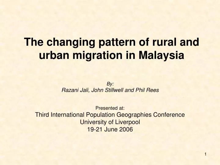 the changing pattern of rural and urban migration in malaysia