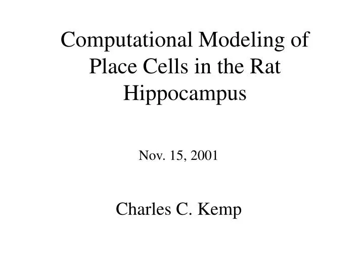 computational modeling of place cells in the rat hippocampus