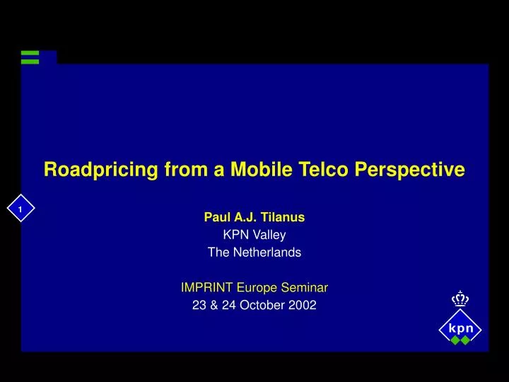 roadpricing from a mobile telco perspective