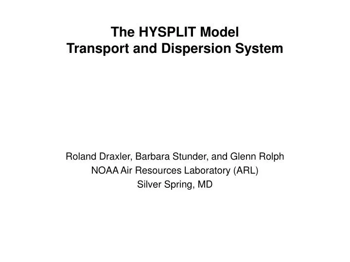 the hysplit model transport and dispersion system