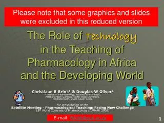 The Role of Technology in the Teaching of Pharmacology in Africa and the Developing World