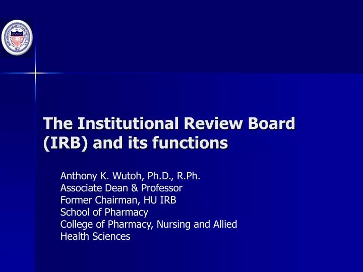 the institutional review board irb and its functions