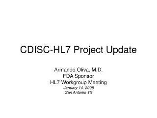 CDISC-HL7 Project Update