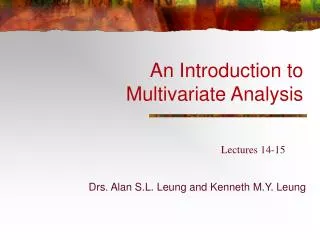 An Introduction to Multivariate Analysis