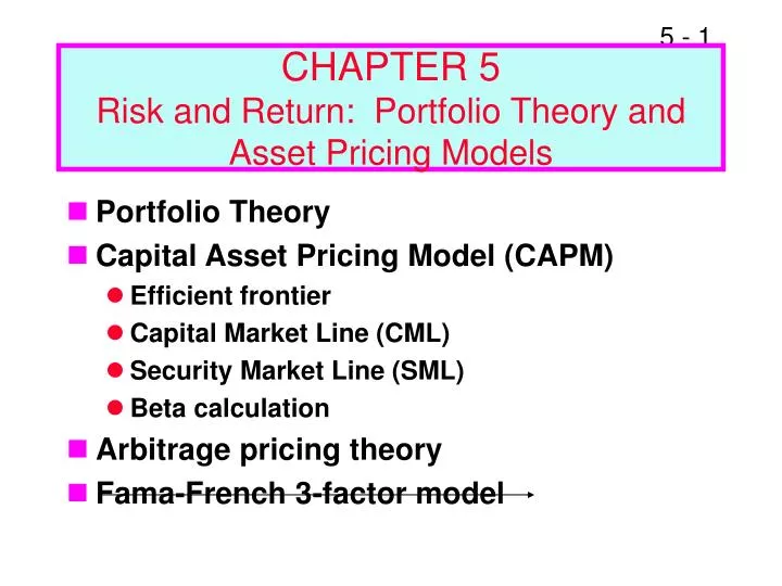 chapter 5 risk and return portfolio theory and asset pricing models