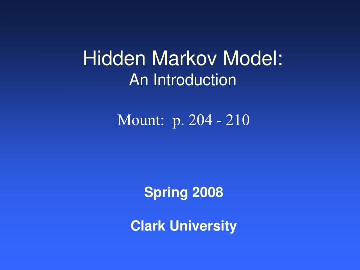 hidden markov model an introduction