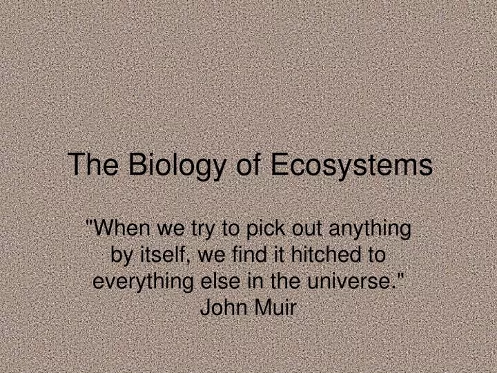 the biology of ecosystems