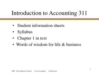 Introduction to Accounting 311