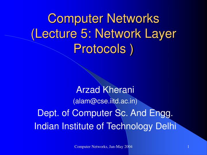 computer networks lecture 5 network layer protocols