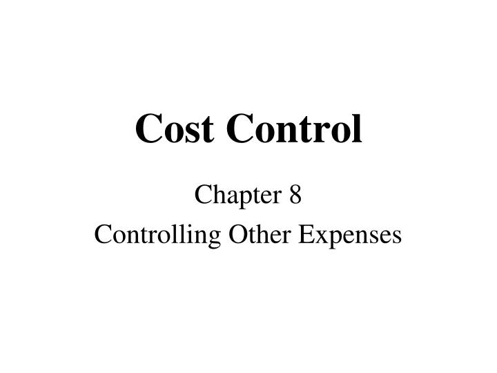 cost control