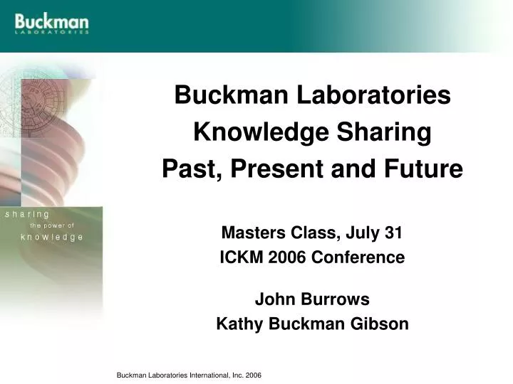 buckman laboratories knowledge sharing past present and future