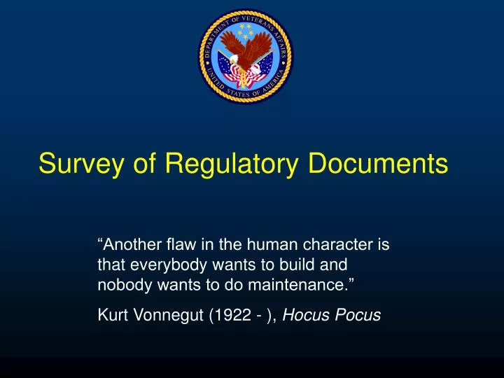 survey of regulatory documents