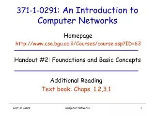 371-1-0291 : An Introduction to Computer Networks