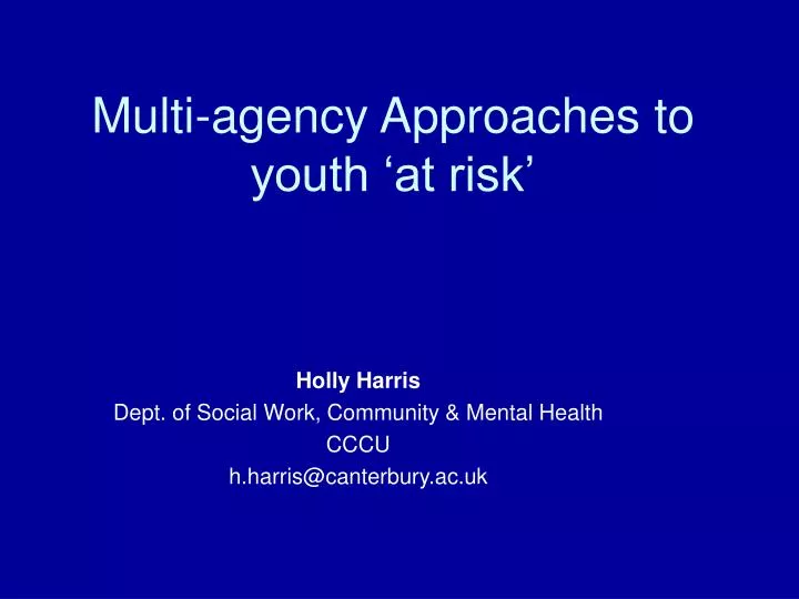 multi agency approaches to youth at risk
