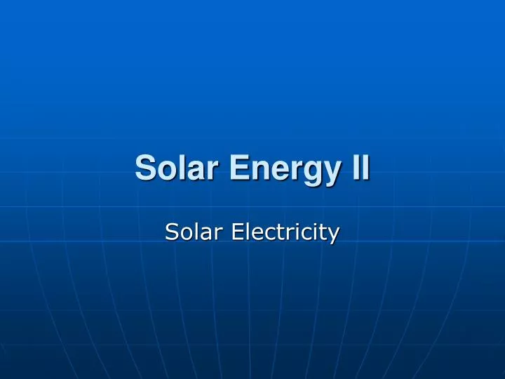 solar energy ii