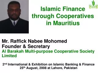 Islamic Finance through Cooperatives in Mauritius