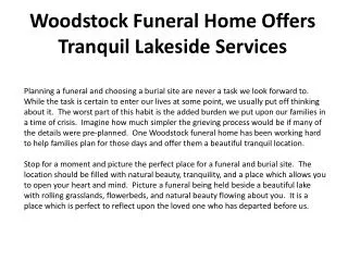 Woodstock Funeral Home Offers Tranquil Lakeside Services