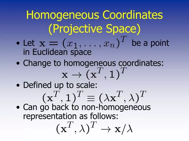 homogeneous coordinates projective space