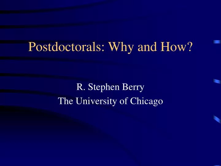 postdoctorals why and how