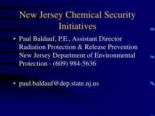 New Jersey Chemical Security Initiatives