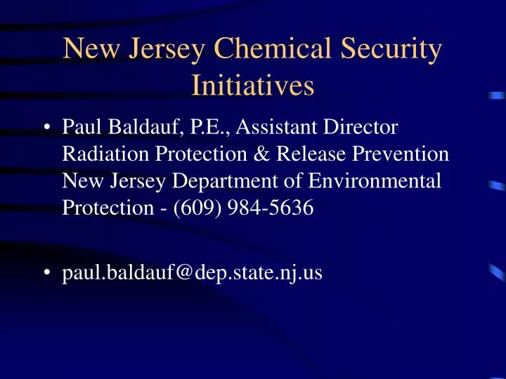 new jersey chemical security initiatives