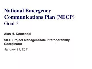 National Emergency Communications Plan (NECP) Goal 2
