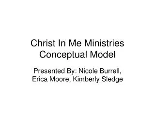 Christ In Me Ministries Conceptual Model