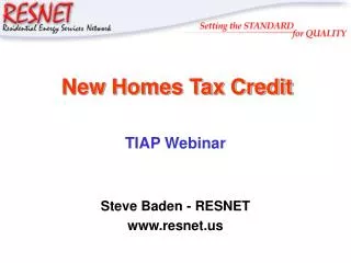 New Homes Tax Credit