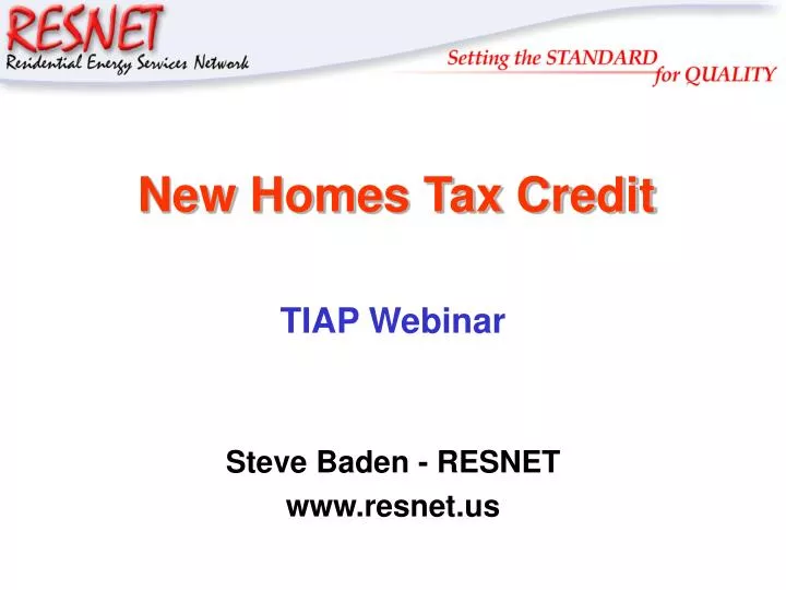 PPT New Homes Tax Credit PowerPoint Presentation, free download ID